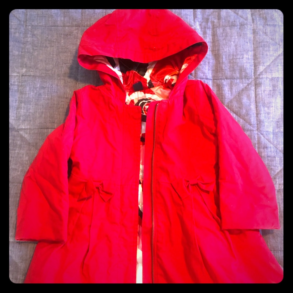 EUC BABY GAP GIRLS RED SPRING COAT - SIZE 3 YEARS